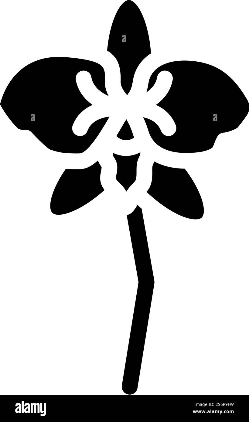 orchideenaroma Blume Glyphe Icon Vektor. Blumenschild für orchideenaroma. Schwarze Abbildung des isolierten Kontursymbols. orchideenaroma Blume Glyphe Icon Vektor Illustration Stock Vektor
