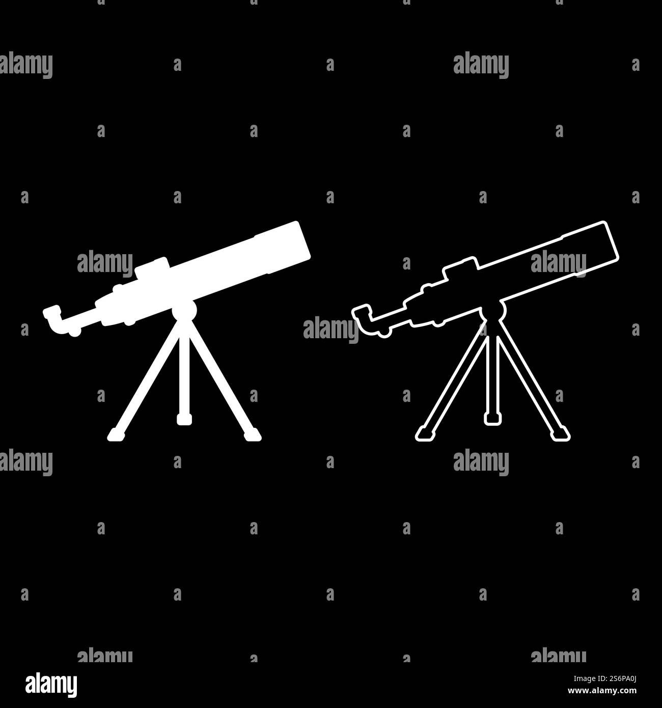 Teleskop Wissenschaft Werkzeug Bildung Astronomie Ausrüstung Icon weiß Farbe Vektor Illustration flache Art einfache Bildsatz. Teleskop Wissenschaft Werkzeug Bildung Astronomie Ausrüstung Icon weiß Farbe Vektor Illustration flache Art Bild Satz Stock Vektor