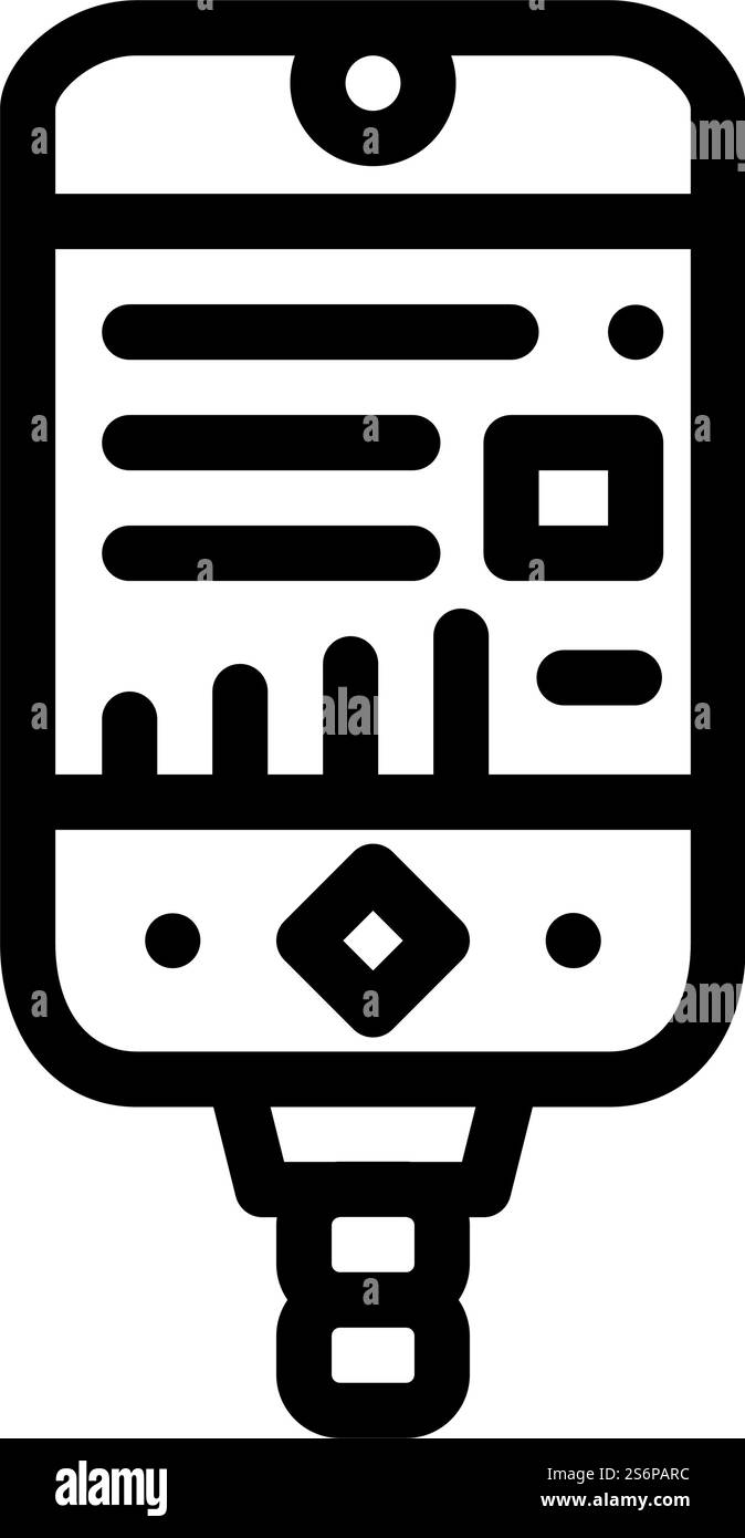 Digital Console Diver Device Line Symbol Vektor. Digital Console Diver Device Sign. Schwarze Abbildung des isolierten Kontursymbols. Digitale Konsole Taucher Gerätelinie Vektorgrafik Stock Vektor