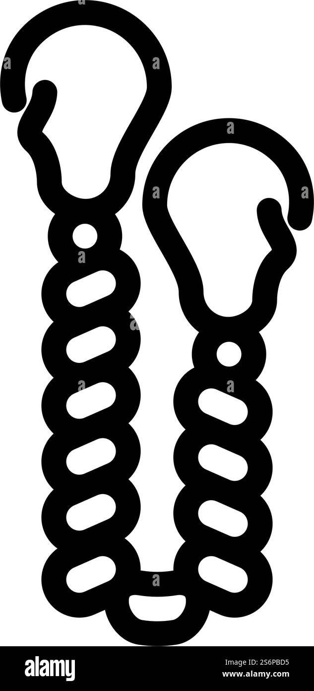 Einige Clips und Schlüsselbänder zeigen Iconvektor. Ein paar Clips und Lanyards. Schwarze Abbildung des isolierten Kontursymbols. Einige Clips und Schlüsselbänder zeigen Symbol-Vektor-Illustration Stock Vektor