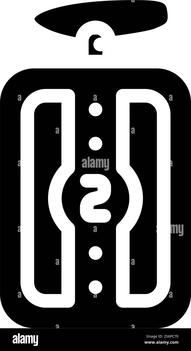 Cargo Diver Zubehör Glyphe Symbol Vektor. Gepäcktaucher-Zubehörschild. Schwarze Abbildung des isolierten Kontursymbols. Cargo Diver Zubehör Glyphe Symbol Vektor Illustration Stock Vektor