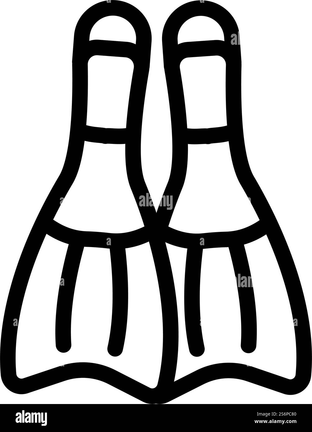 Flipper Taucher Zubehör Linie Symbol Vektor. Flossen Taucherzubehör Schild. Schwarze Abbildung des isolierten Kontursymbols. Flipper Taucher Zubehör Linie Symbol Vektor Illustration Stock Vektor