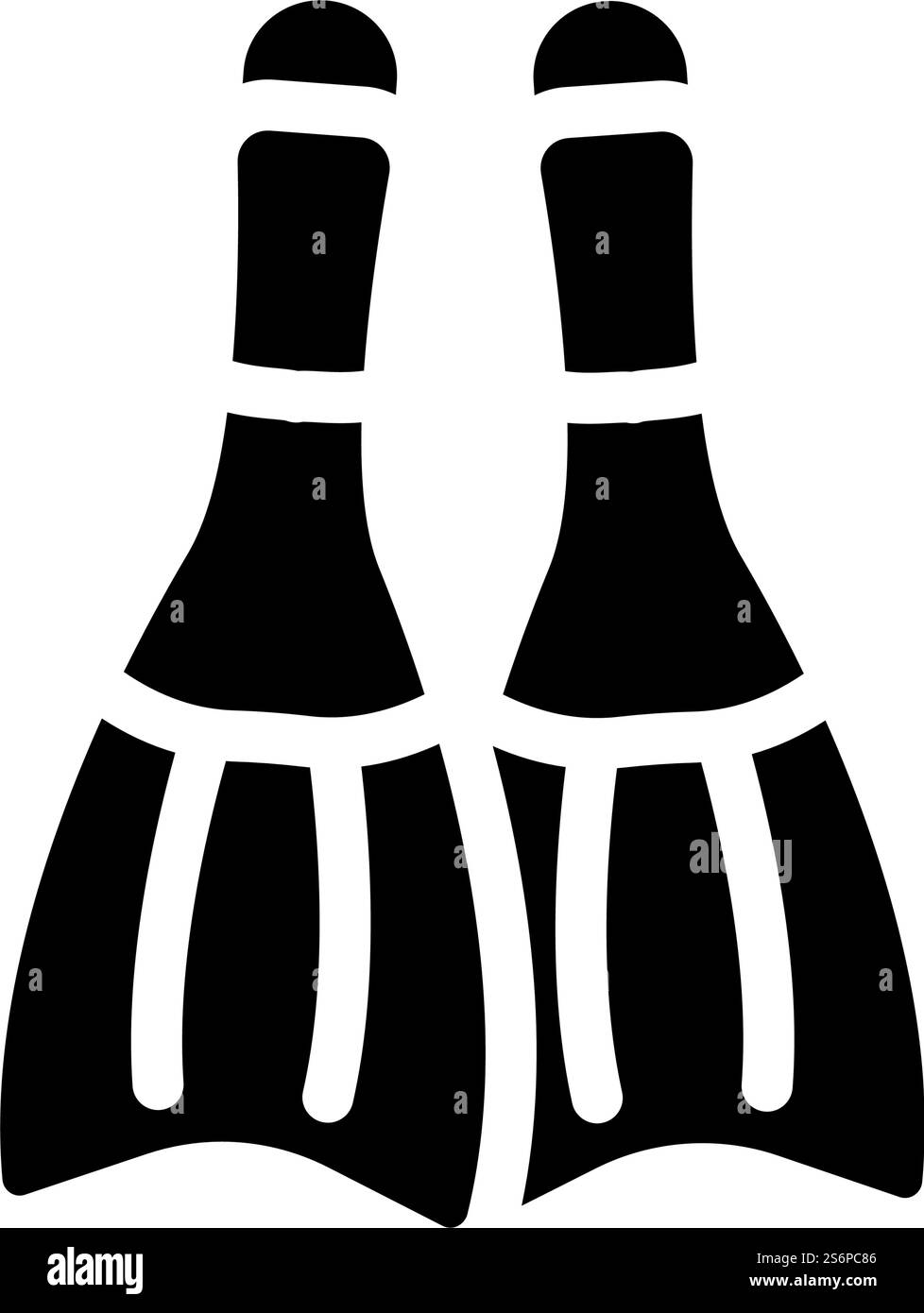 Flipper Taucher Zubehör Glyphe Symbol Vektor. Flossen Taucherzubehör Schild. Schwarze Abbildung des isolierten Kontursymbols. Flipper Taucher Zubehör Glyphe Symbol Vektor Illustration Stock Vektor