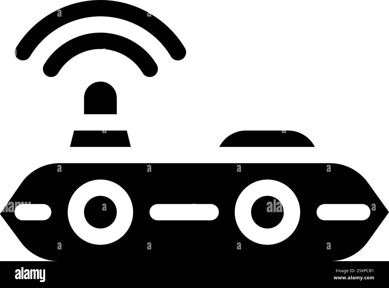 gps-Beacon Glyph-Symbolvektor. gps-Signalleuchte. Schwarze Abbildung des isolierten Kontursymbols. gps-Beacon-Symbol-Vektorillustration Stock Vektor