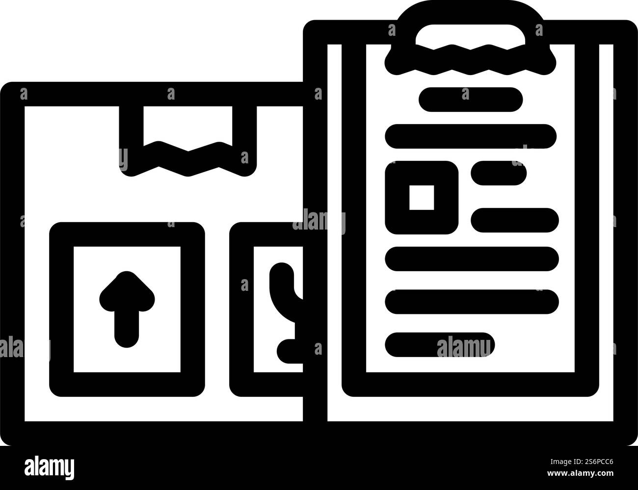 Dokumente des Symbols für Import- und Exportzeilen. Dokumente des Import- und Exportzeichens. Schwarze Abbildung des isolierten Kontursymbols. Vektorgrafik für Dokumente der Import- und Exportzeilen Stock Vektor