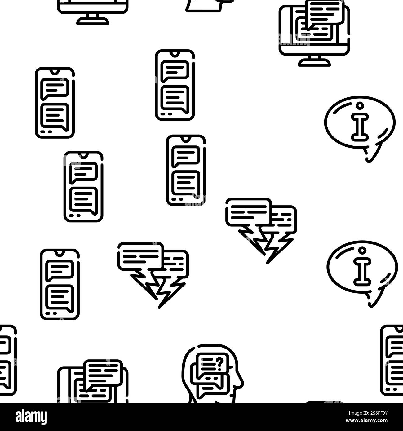 Unterhaltung Und Diskussion Sprechen Vektor Nahtlose Muster Dünne Linie Illustration. Gespräche Und Diskussionen Sprechen Nahtloses Muster Vektor Stock Vektor