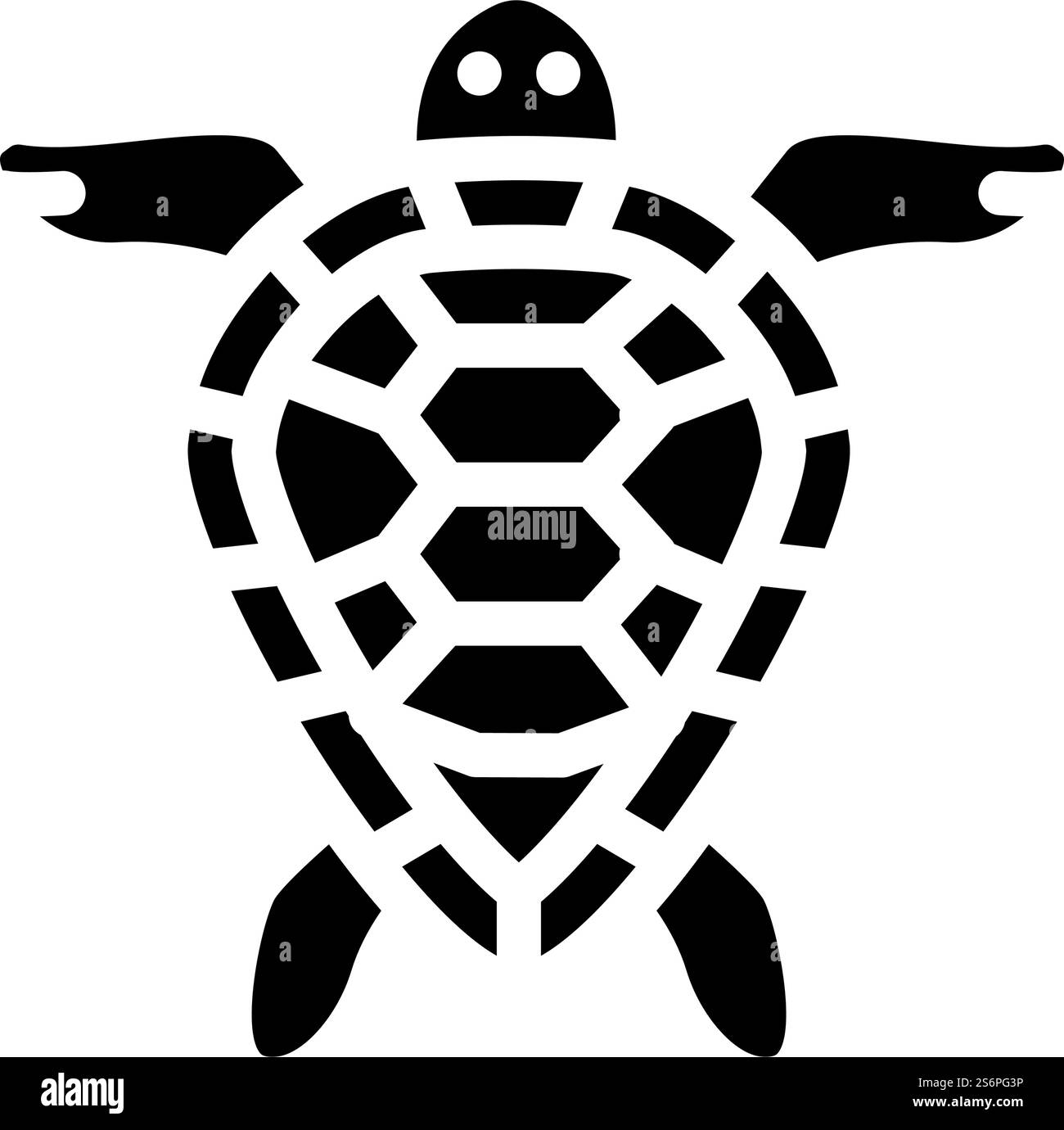 Schildkröte Wassertier Glyphe Symbol Vektor. Schildkröte Wassertierzeichen. Schwarze Abbildung des isolierten Kontursymbols. Schildkröte Wassertier Glyphe Icon Vektor Illustration Stock Vektor