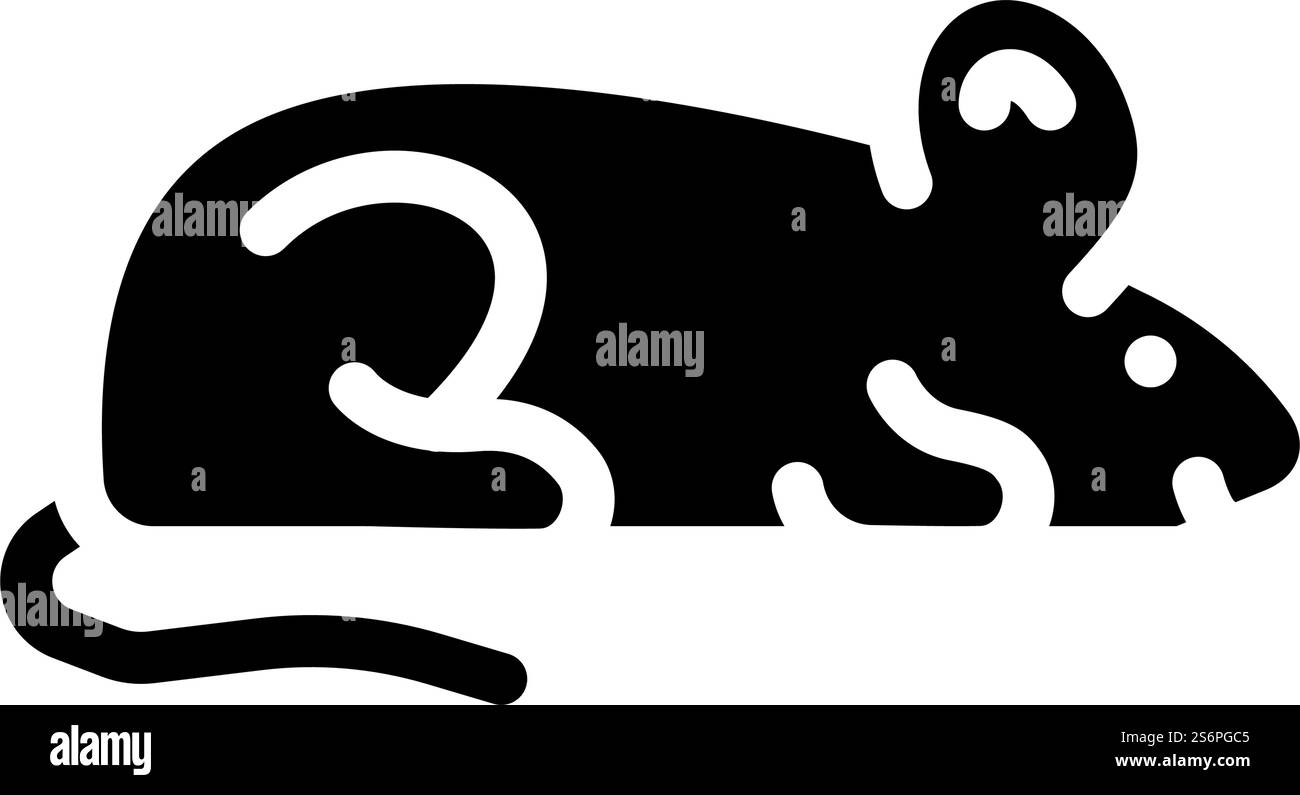 Mäuse Tier Glyphe Symbol Vektor. Mäusetier-Zeichen. Schwarze Abbildung des isolierten Kontursymbols. Mäuse Tier Glyphe Symbol Vektor Illustration Stock Vektor