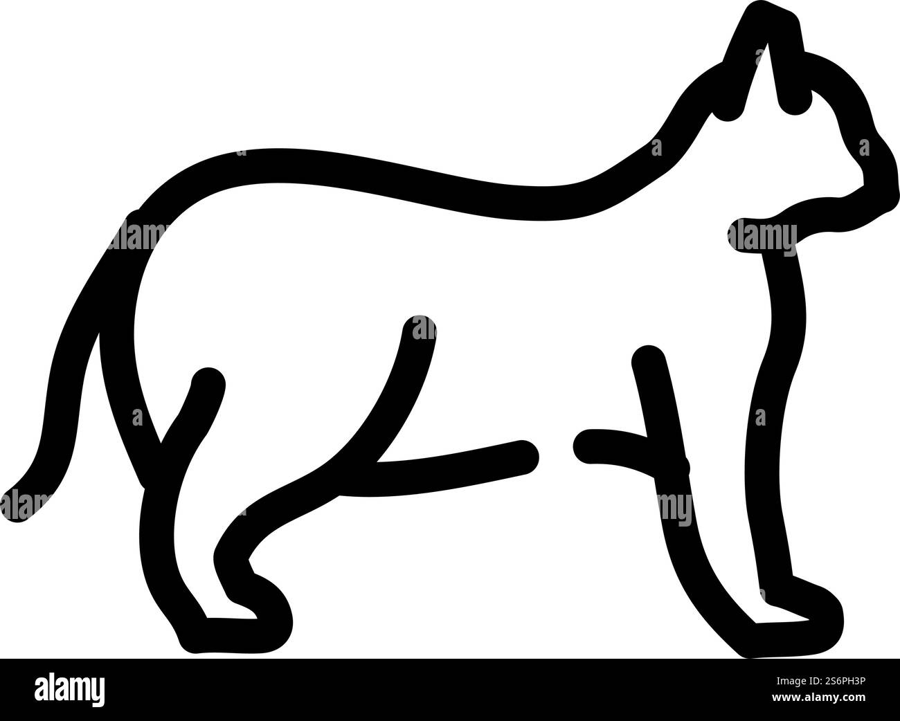 Katze Haustier Linie Symbol Vektor. Haustierzeichen für Katzen. Schwarze Abbildung des isolierten Kontursymbols. Katze Haustier Linie Symbol Vektor Illustration Stock Vektor