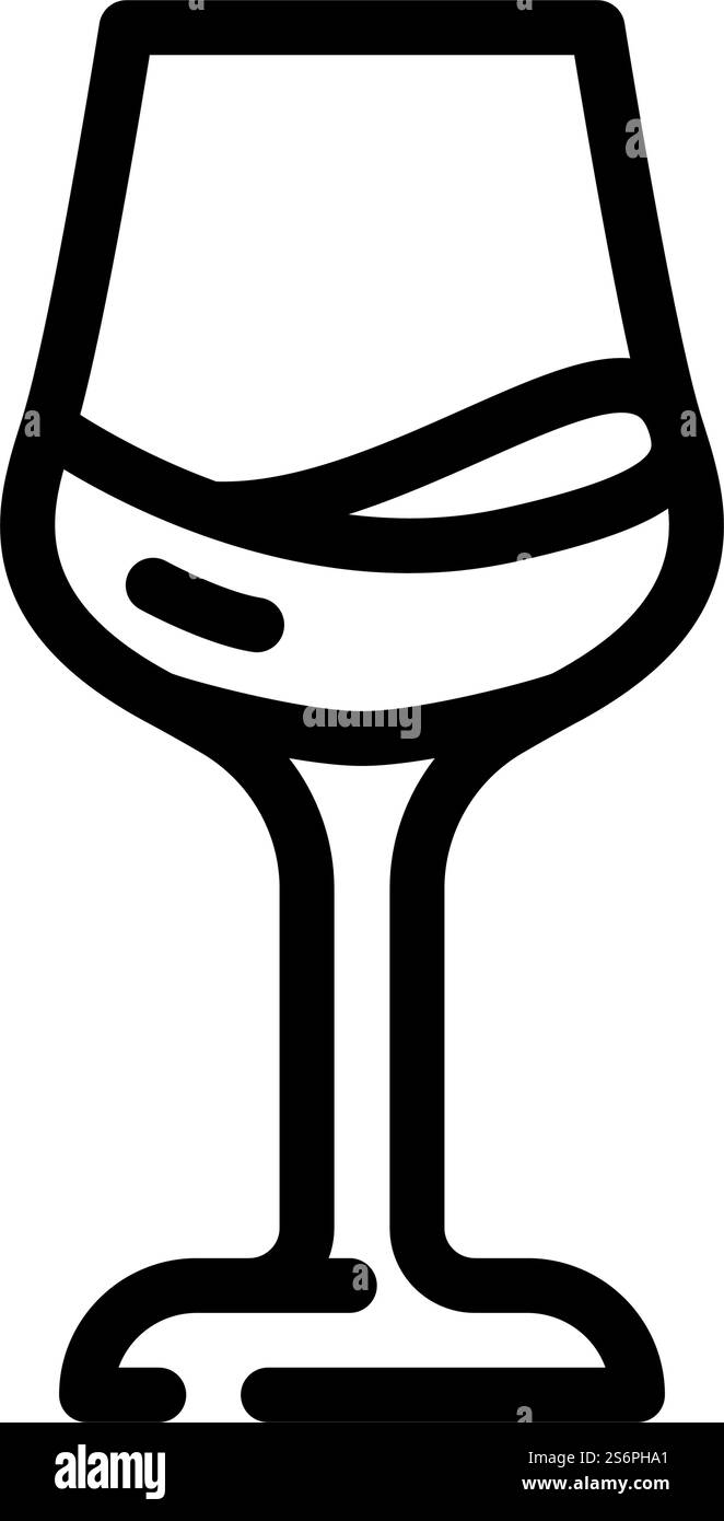 Glas Wein Linie Symbol Vektor. Schild mit einem Glas Wein. Schwarze Abbildung des isolierten Kontursymbols. Glas der Weinlinie Symbol Vektor Illustration Stock Vektor