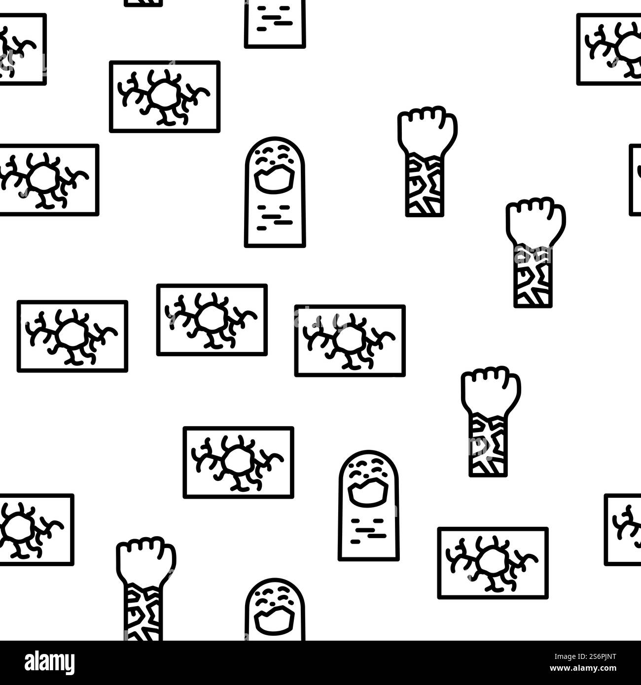 Hautkrankheit Menschliche Gesundheit Problem Vektor Nahtlose Muster Dünne Linie Illustration. Hautkrankheit Mensch Gesundheit Problem Vektor Nahtlose Muster Stock Vektor