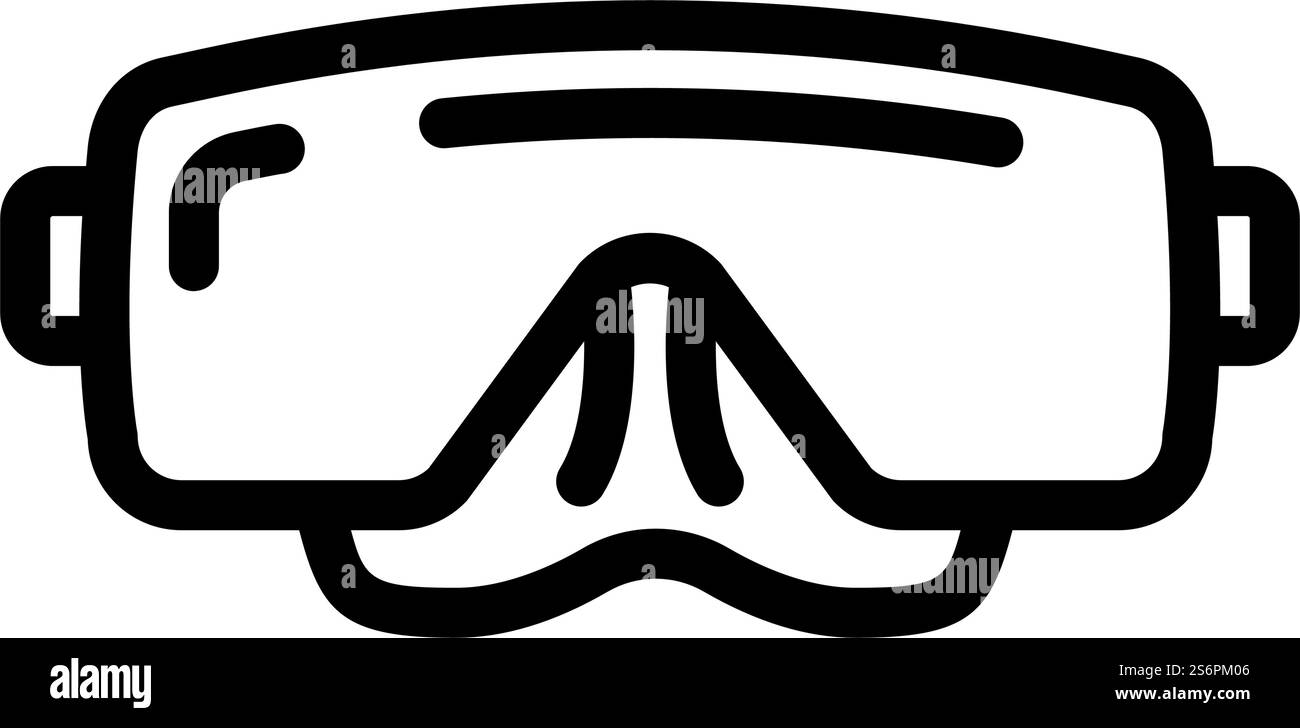 Maske Taucher Zubehör Linie Symbol Vektor. Maske Taucher Zubehör Schild. Schwarze Abbildung des isolierten Kontursymbols. Maske Taucher Zubehör Linie Symbol Vektor Illustration Stock Vektor