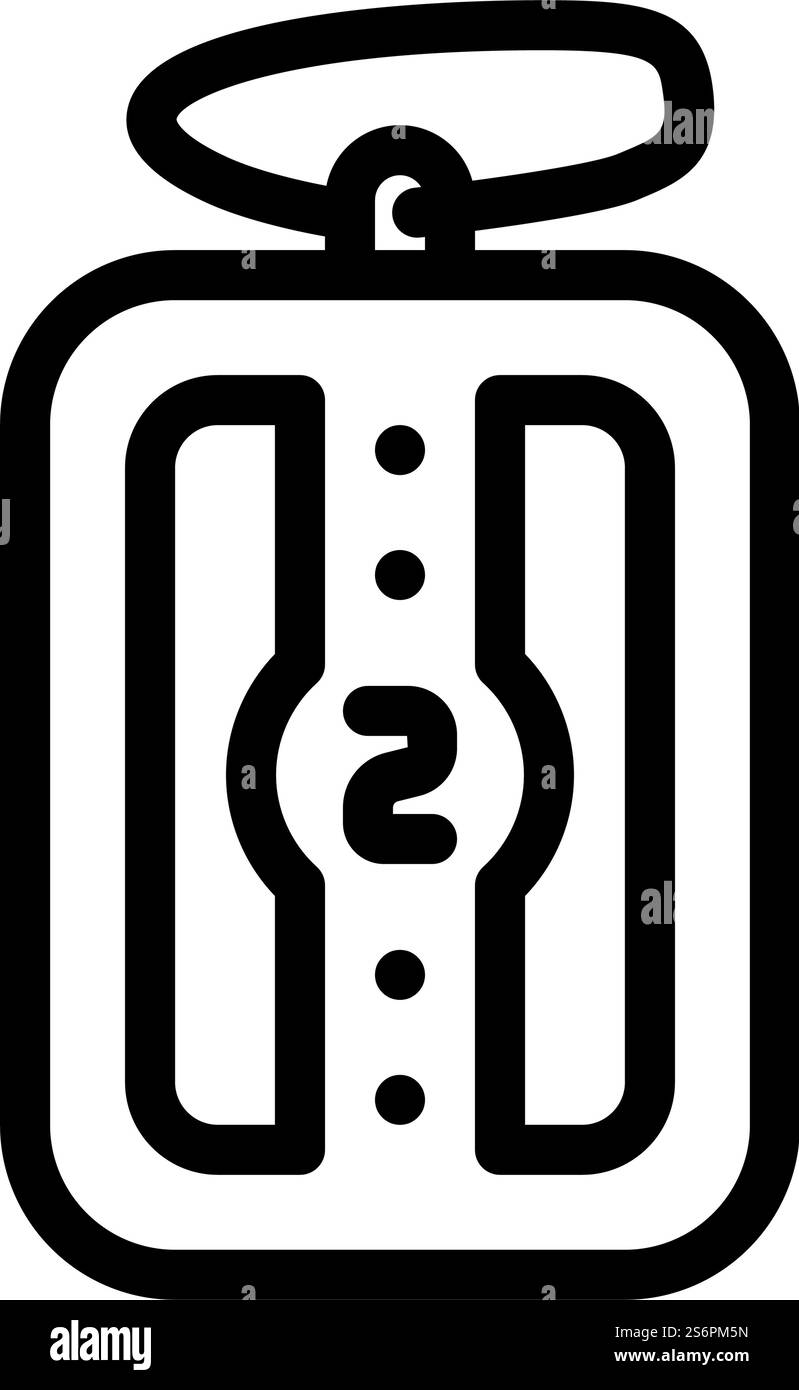 Cargo Diver Zubehörlinie Symbolvektor. Gepäcktaucher-Zubehörschild. Schwarze Abbildung des isolierten Kontursymbols. Cargo Diver Zubehör Linie Symbol Vektor Illustration Stock Vektor