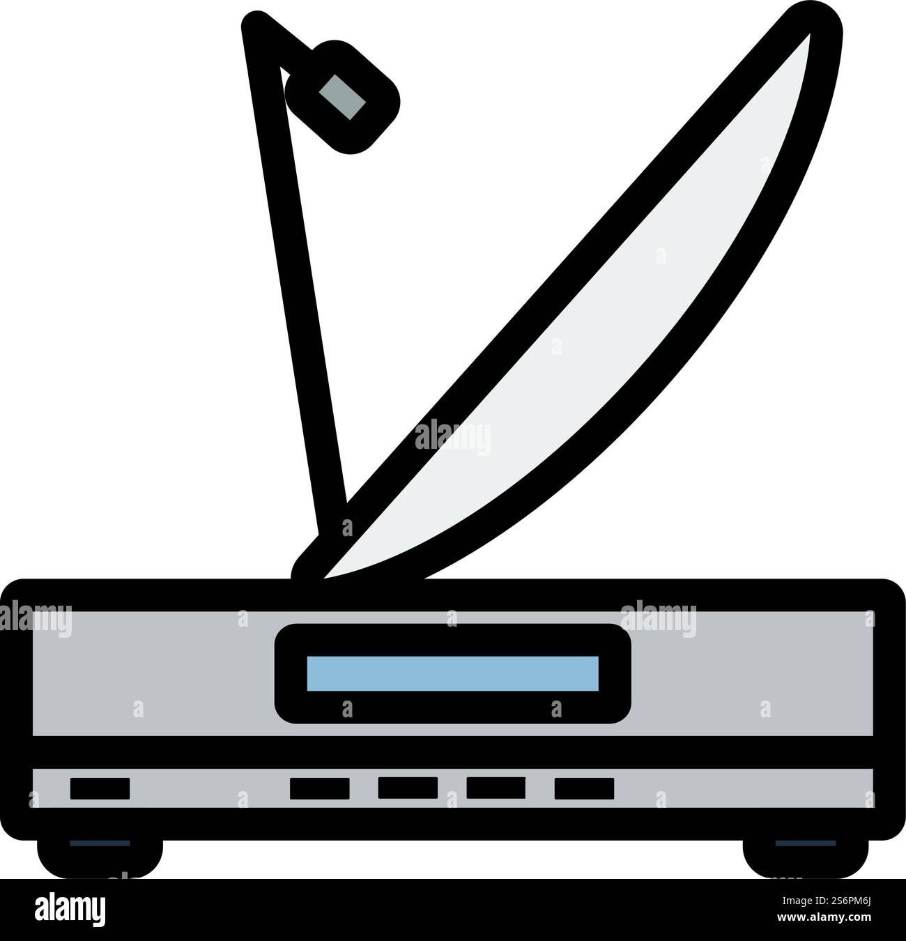 Satellitenempfänger Mit Antennensymbol. Editierbare Fett Formatigte Kontur Mit Farbfüllungsdesign. Vektorgrafik. Stock Vektor