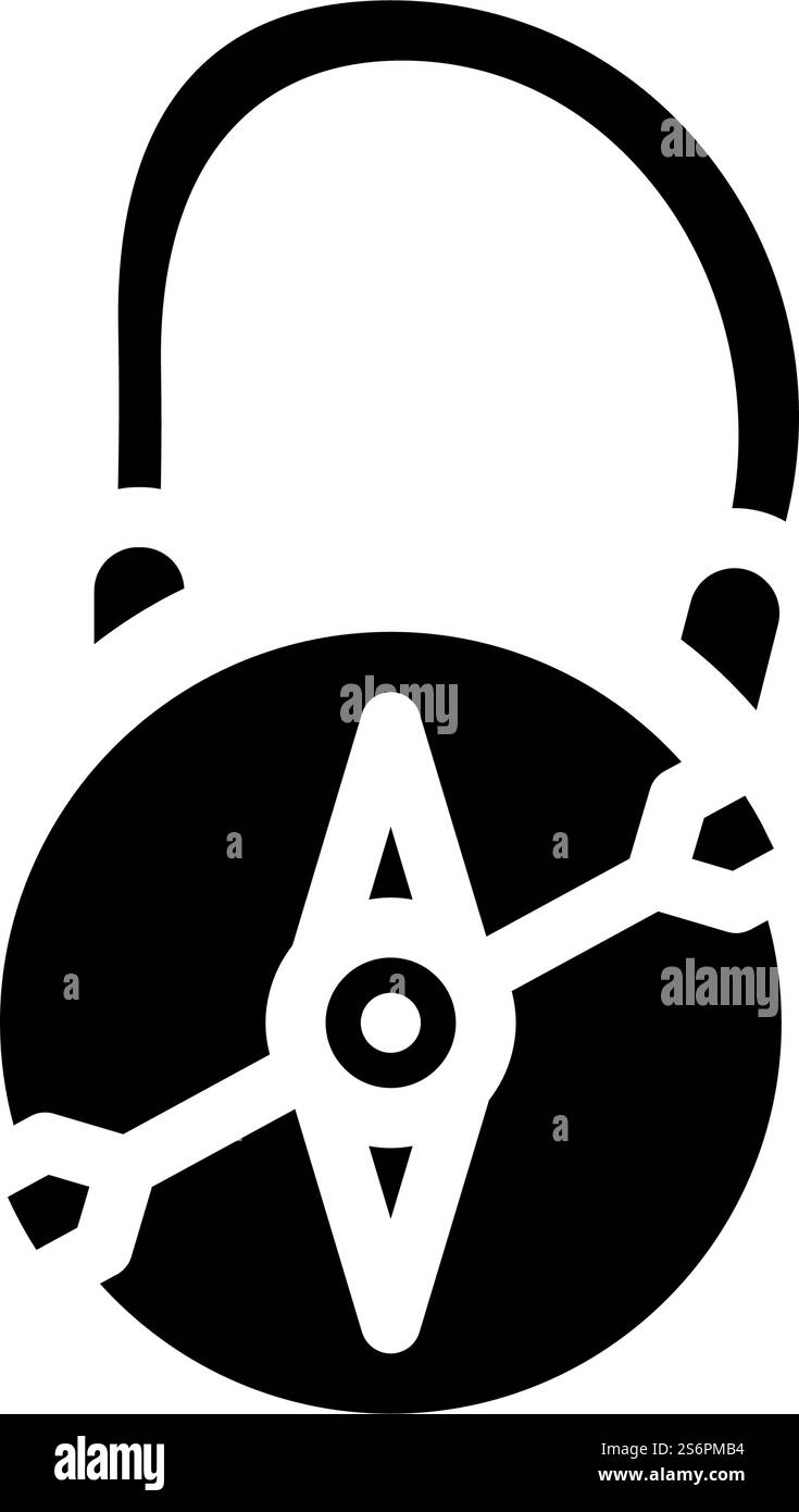 Compass Diver Tool Glyphe Symbol Vektor. Kompass-Taucher-Tool-Schild. Schwarze Abbildung des isolierten Kontursymbols. Compass Diver Tool Glyphe Symbol Vektor Illustration Stock Vektor