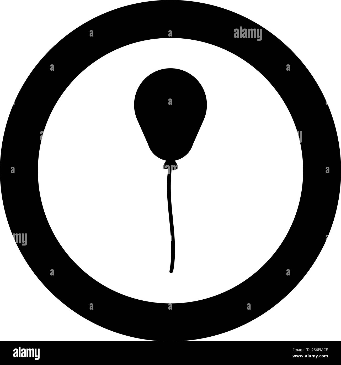 Ballon Airball mit Schnur Seil aufblasbares Helium-Symbol im Kreis Runde schwarze Farbe Vektor Illustration Bild solide Umrissart einfach. Ballon Airball mit Schnur Seil aufblasbares Helium-Symbol im Kreis Runde schwarze Farbe Vektor Illustration Bild solide Umrissart Stock Vektor