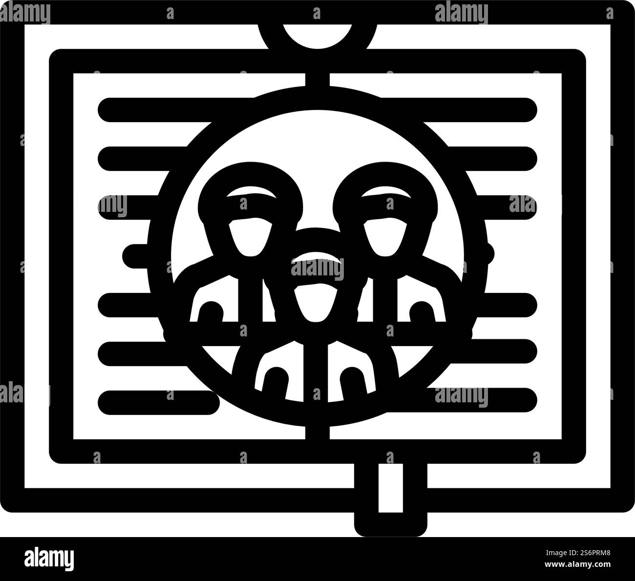 Vektor der Familiensaga-Linie. Familiensaga-Schild. Schwarze Abbildung des isolierten Kontursymbols. Familiensaga Linie Symbol Vektor-Illustration Stock Vektor