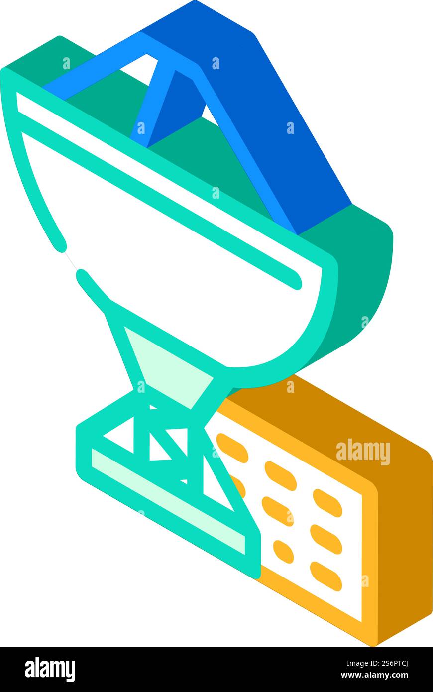 Isometrischer Symbolvektor des Radioteleskops. Radioteleskop-Schild. Isolierte Symboldarstellung. Isometrische Symbolvektorillustration des Radioteleskops Stock Vektor