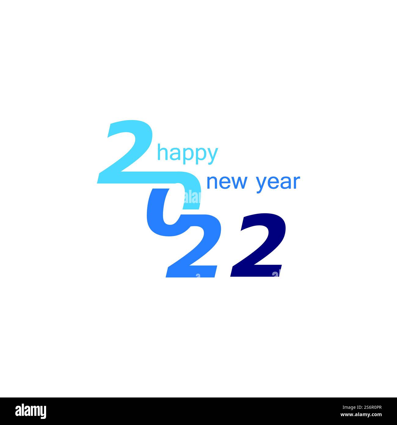 Happy New Year 2022 Textdesign. Titelseite des Geschäftskalenders für 2022 mit Wünschen. Broschürendesign Vorlage Kartenbanner. Vektorabbildung. Isoliert auf weißem Hintergrund. Stock Vektor