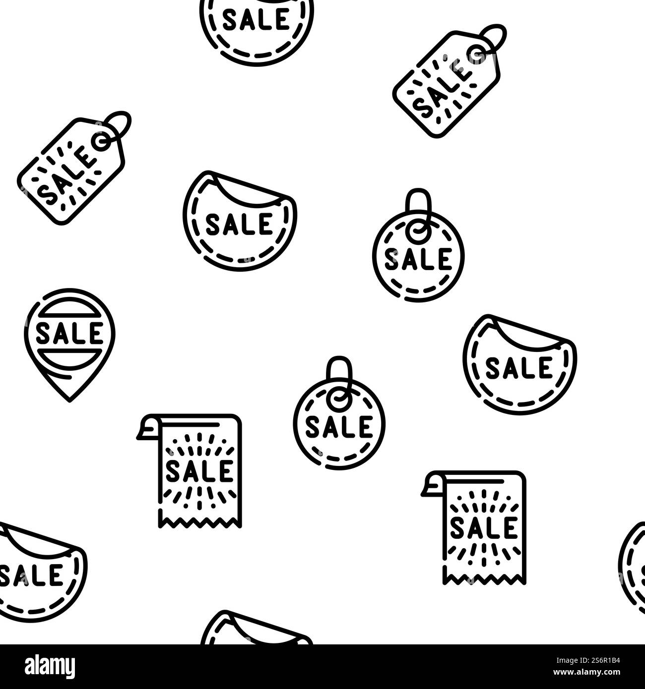 Sommer-Verkauf Und Saison-Rabatt Vektor Nahtlose Muster Dünne Linie Illustration. Sommerverkauf Und Saison Rabatt Vektor Nahtlose Muster Stock Vektor