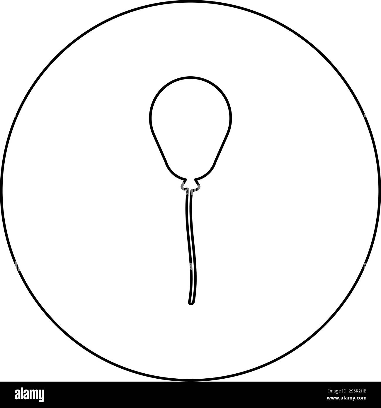 Ballon Airball mit Schnur Seil aufblasbares Helium-Symbol im Kreis Runde schwarze Farbe Vektor Illustration Bild Umriss Kontur Linie dünne Art einfach. Ballon Airball mit Schnur Seil aufblasbares Helium-Symbol im Kreis Runde schwarze Farbe Vektor Illustration Bild Umriss Kontur Linie dünne Art Stock Vektor