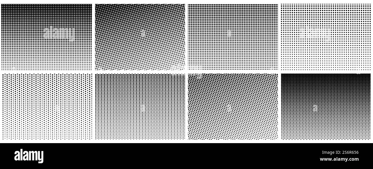 Halbtongradienteneffekt. Punktstruktur, Hintergrund mit gepunktetem geometrischem Muster. Verblendet Kreislinien, schwarze Duplex-digitale Grafik aktuelle Vektorelemente. Schwarzweißverlaufsgrafik Punkteeffekt. Halbtongradienteneffekt. Punktstruktur, Hintergrund mit gepunktetem geometrischem Muster. Verblendet Kreislinien, schwarze Duplex-digitale Grafik aktuelle Vektorelemente Stock Vektor