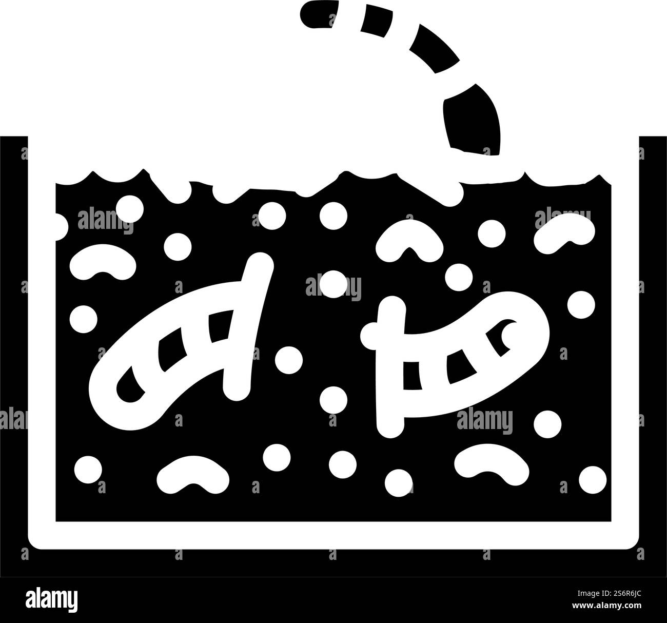 Würmer in gemahlenen Glyphen-Symbol-Vektor. Würmer im Boden-Zeichen. Schwarze Abbildung des isolierten Kontursymbols. Würmer in gemahlener Glyphe Symbol-Vektor-Illustration Stock Vektor
