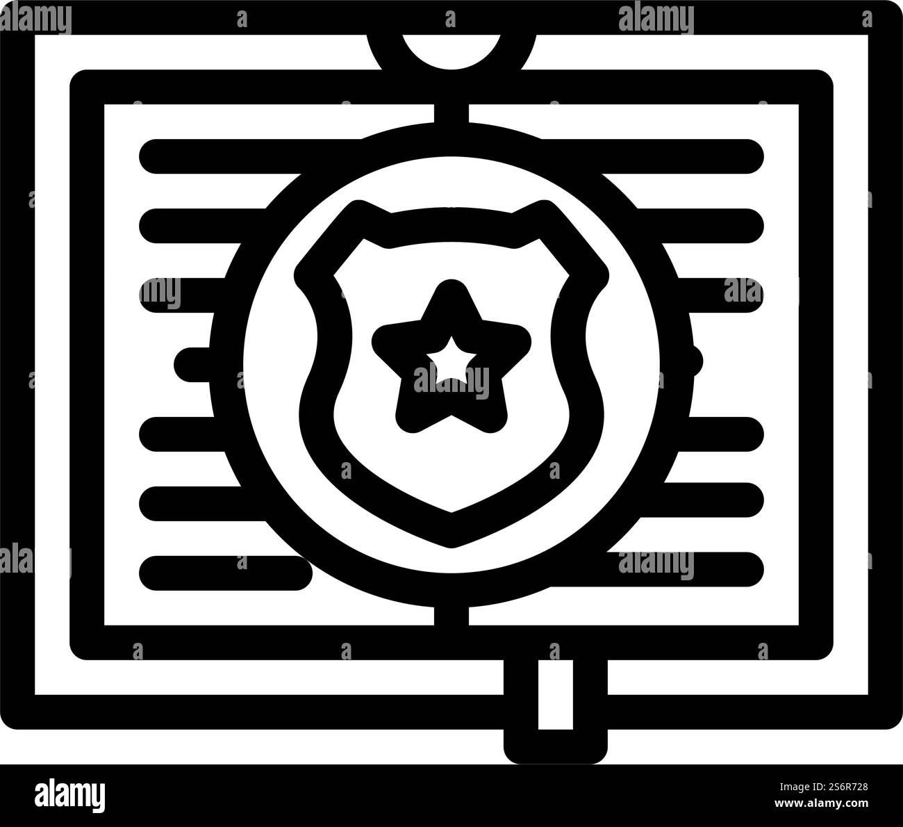 Polizeiprozedurale Linie Symbol Vektor. Polizeiverfahrensunterschrift. Schwarze Abbildung des isolierten Kontursymbols. Polizei Prozedurale Linie Symbol Vektor Illustration Stock Vektor