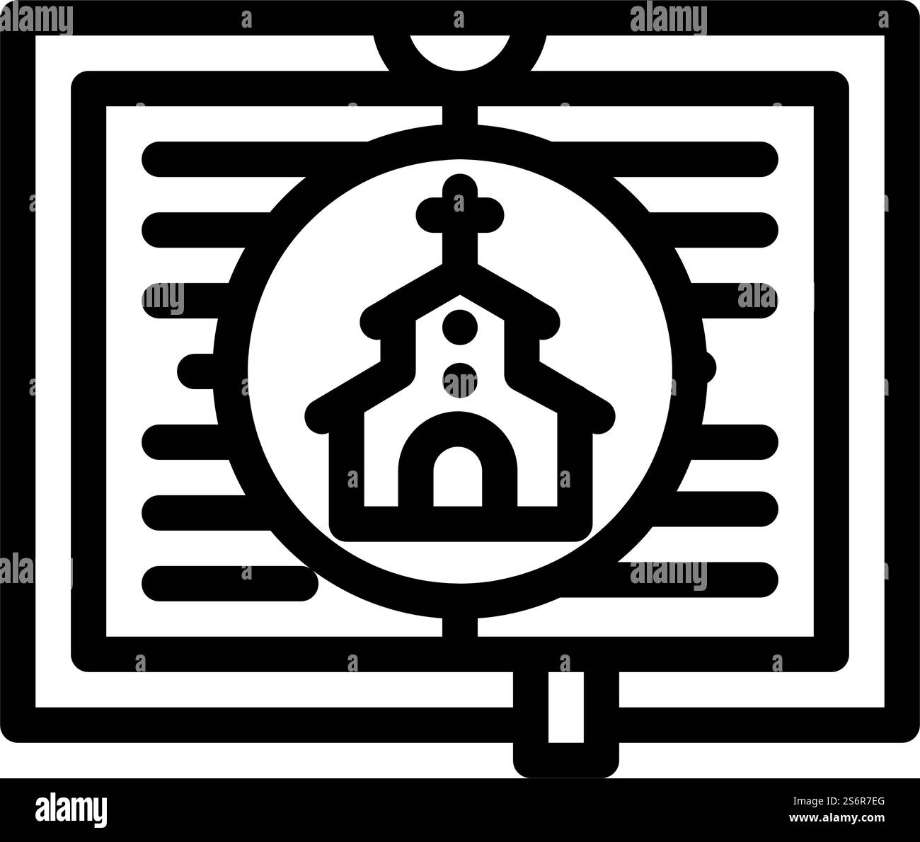 Religion Literatur Linie Symbol Vektor. Religionsliteraturzeichen. Schwarze Abbildung des isolierten Kontursymbols. Religion Literatur Linie Symbol Vektor Illustration Stock Vektor