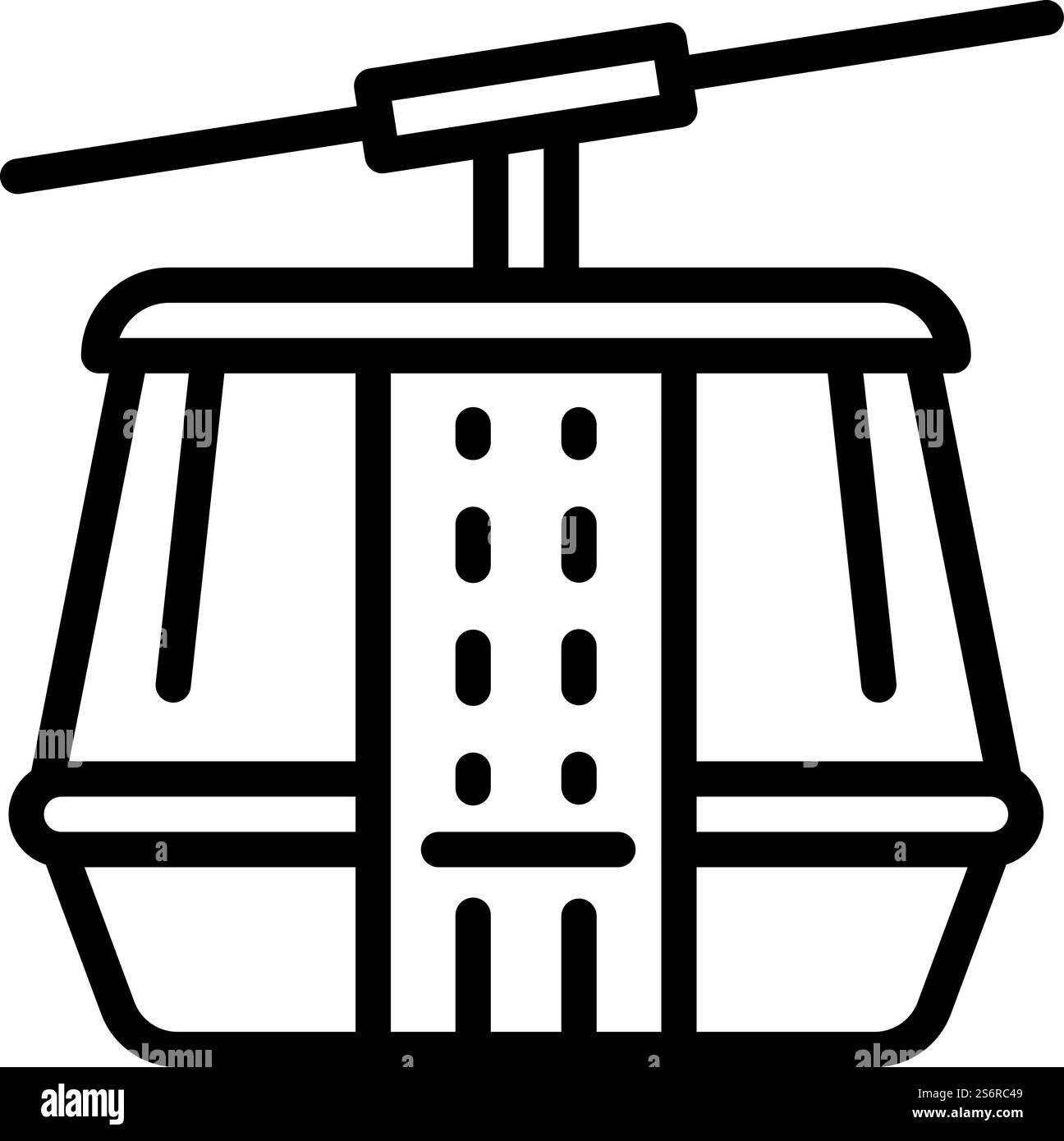 Symbol der Bergbahn. Umreißen Sie Bergseilbahn-Vektor-Symbol für Webdesign isoliert auf weißem Hintergrund. Bergbahn-Symbol, Outline-Stil Stock Vektor