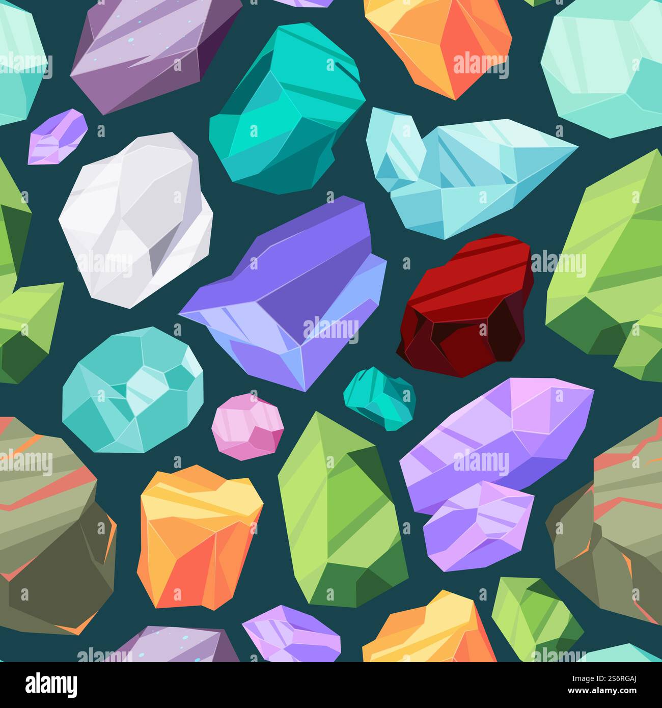 Edelsteinmuster. Luxus Rubin Diamant Kristall brillant Textildesign grell Vektor nahtloser Hintergrund. Illustration luxuriöse Edelsteindekoration, Schmuck nahtloser Diamant. Edelsteinmuster. Luxus Rubin Diamant Kristall brillant Textildesign grell Vektor nahtloser Hintergrund Stock Vektor