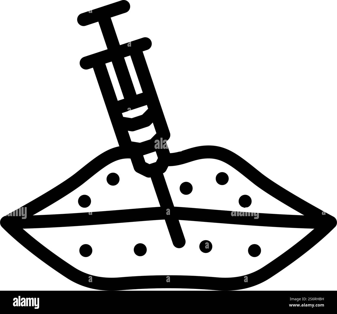 Lippenvergrößerungslinie Symbolvektor. Lippenvergrößerungszeichen. Schwarze Abbildung des isolierten Kontursymbols. Vektorgrafik der Lippenvergrößerungslinie Stock Vektor