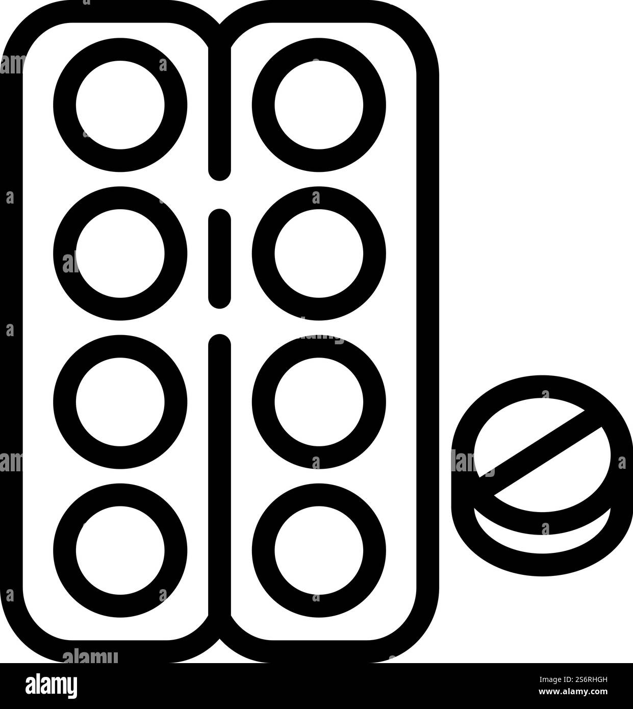 Symbol für die Grippe-Blisterpackung. Umriß Grippe Blister Vektor Symbol für Web-Design isoliert auf weißem Hintergrund. Grippe Blister Symbol, Umrissstil Stock Vektor