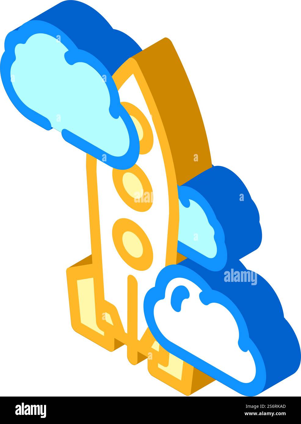 Raketenstart isometrischer Symbolvektor. Raketenstartschild. Isolierte Symboldarstellung. Isometrisches Symbol Vektor-Illustration des Raketenstarts Stock Vektor