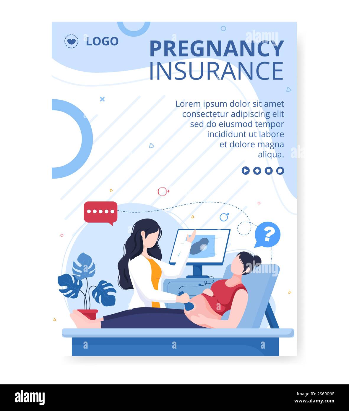 Schwangere Dame oder Mutter Poster Gesundheitspflege Vorlage flache Design Illustration editierbar von quadratischem Hintergrund für soziale Medien oder Grußkarte Stock Vektor