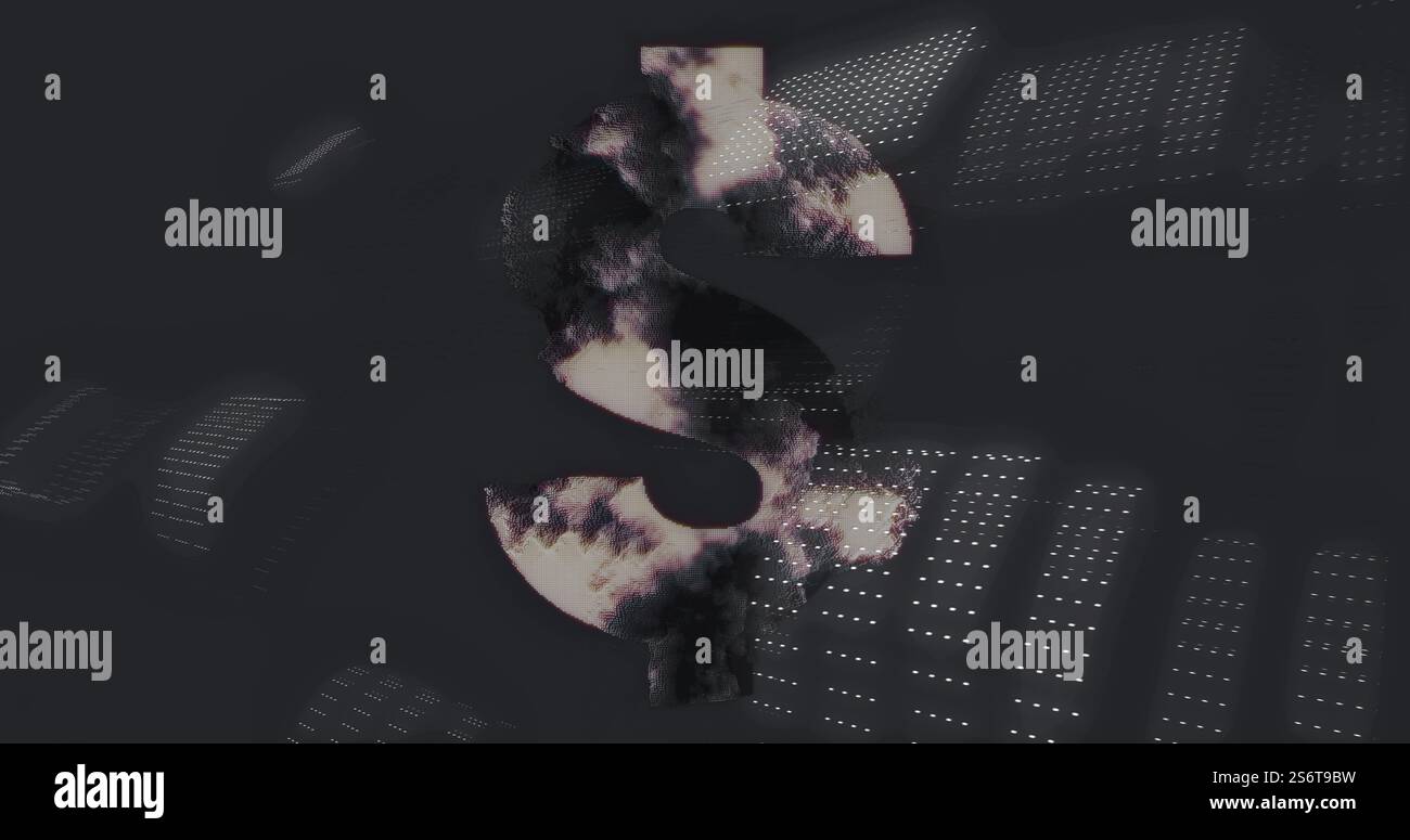 Binärcode-Bild über abstrakter menschlicher Gesichtsskulptur Stockfoto