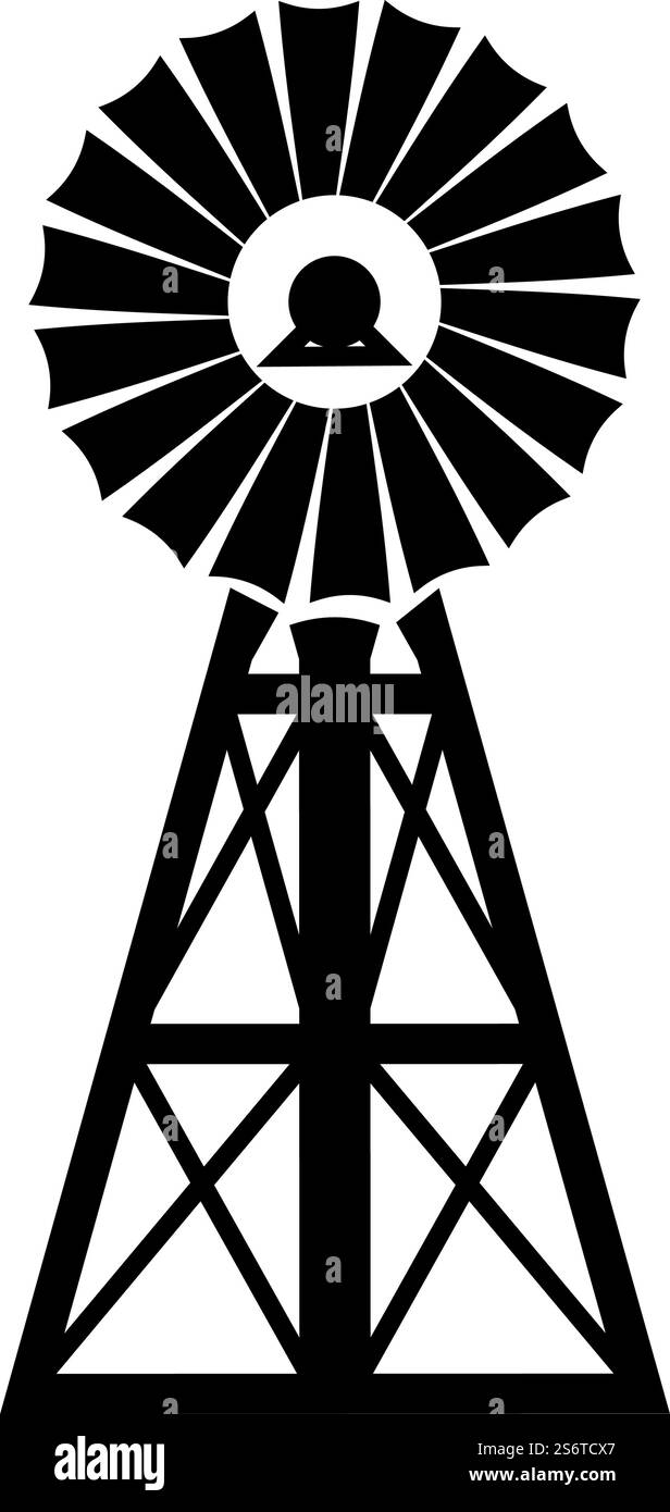 Windgenerator Symbol Schwarz Farbe Vektor Illustration Bild flach Stil einfach. Windgenerator-Symbol Schwarze Farbe Vektor-Illustration Bild flach Stil Stock Vektor