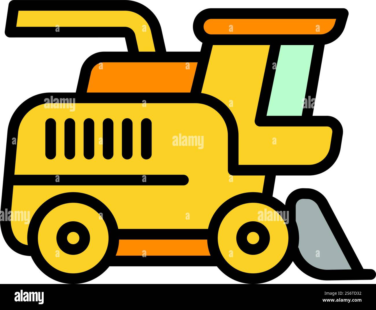 Konturvektor des Symbols für landwirtschaftliche Maschinen. Landwirtschaftliche Landwirtschaft. Maschinen-Mähdrescher. Konturvektor des Symbols für landwirtschaftliche Maschinen. Landwirtschaftliche Landwirtschaft Stock Vektor