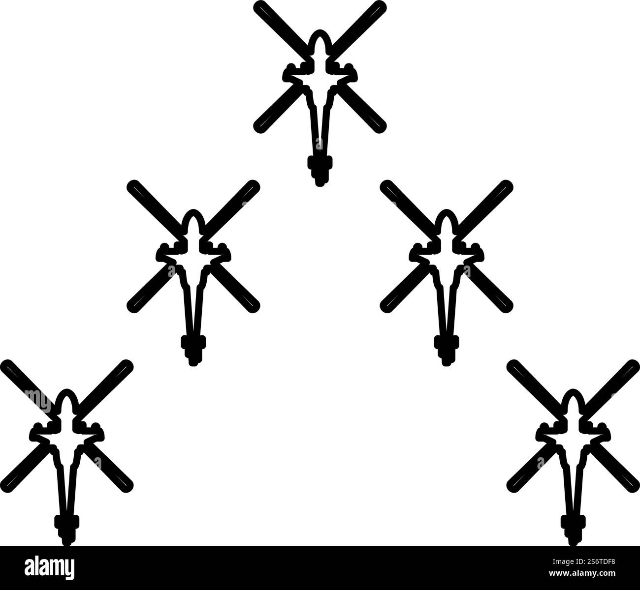 Gruppe von Kampfhubschraubern militärisches Konzept Hubschrauber in Luft Armee Kontur Umrisslinie Symbol schwarze Farbe Vektor Illustration Bild dünn flach Stil einfach. Gruppe von Kampfhubschraubern militärisches Konzept Hubschrauber in Luft Armee Kontur Umrisslinie Symbol schwarze Farbe Vektor Illustration Bild dünn flach Stil Stock Vektor