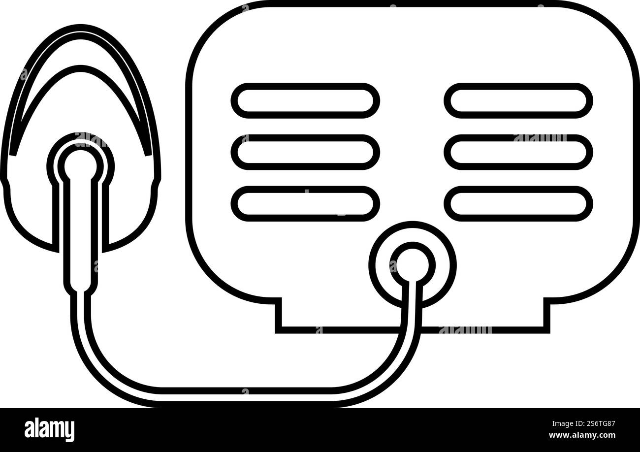 Vernebler mit Maskenkontur Kontur Linie Symbol Schwarz Farbe Vektor Illustration Bild dünn flach Stil einfach. Vernebler mit Maskenkontur Umrisslinie Symbol Schwarz Farbe Vektor Illustration Bild dünn flach Stil Stock Vektor