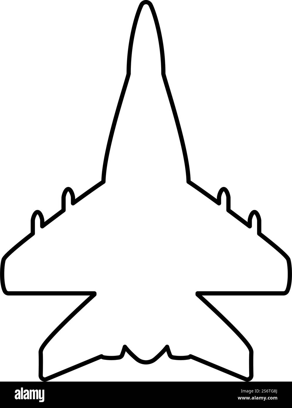 Jet Flugzeug Jagdflugzeug reaktive Verfolgung Militär Kontur Umrisslinie Symbol Schwarz Farbe Vektor Illustration Bild dünn flach Stil einfach. Jet Flugzeug Jagdflugzeug reaktive Verfolgung militärische Kontur Umrisslinie Symbol schwarze Farbe Vektor Illustration Bild dünn flach Stil Stock Vektor