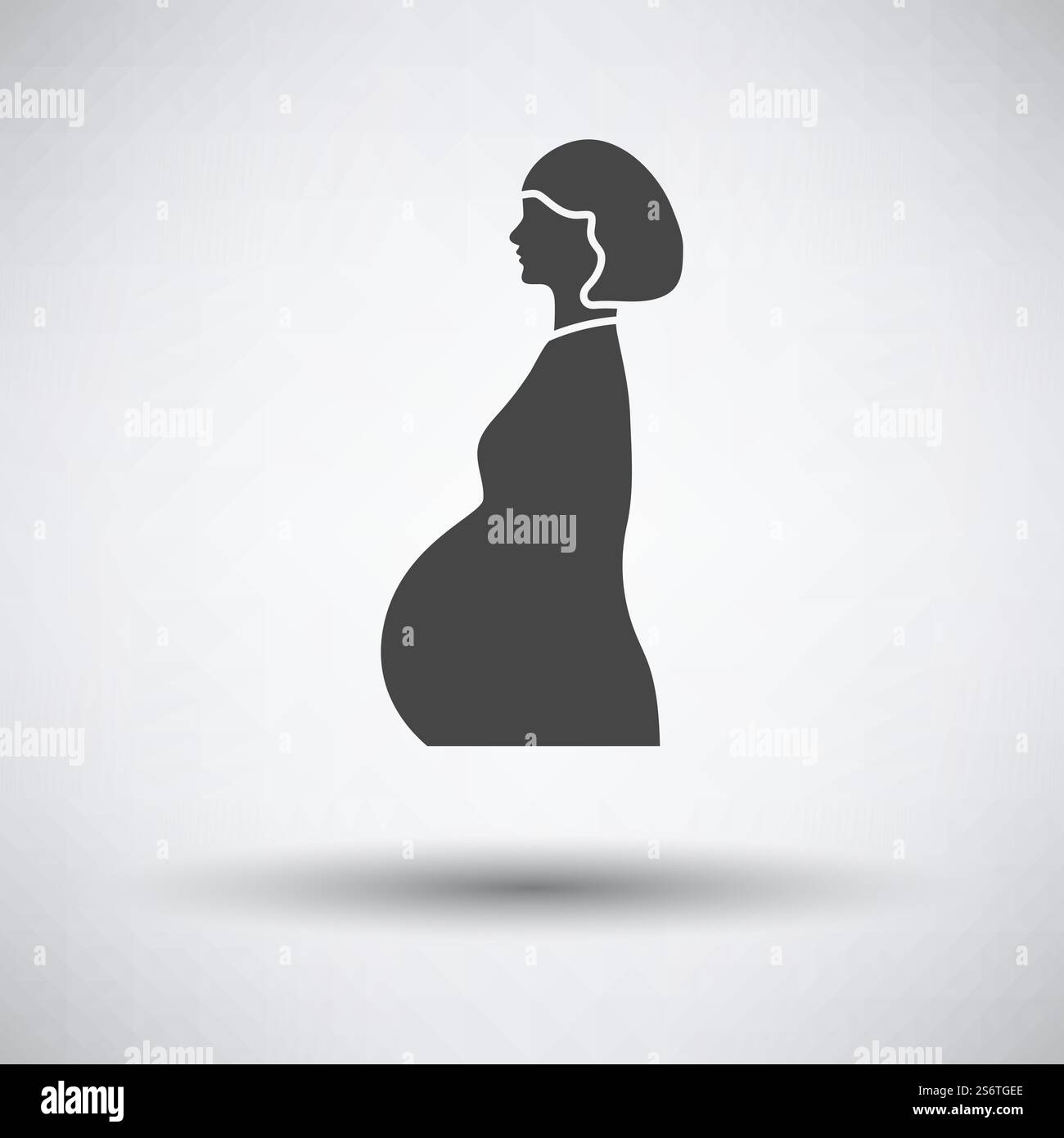 Symbol für den Tag der Mutter (&rsquo;s). Dunkelgrau auf grauem Hintergrund mit rundem Schatten. Vektorabbildung. Stock Vektor