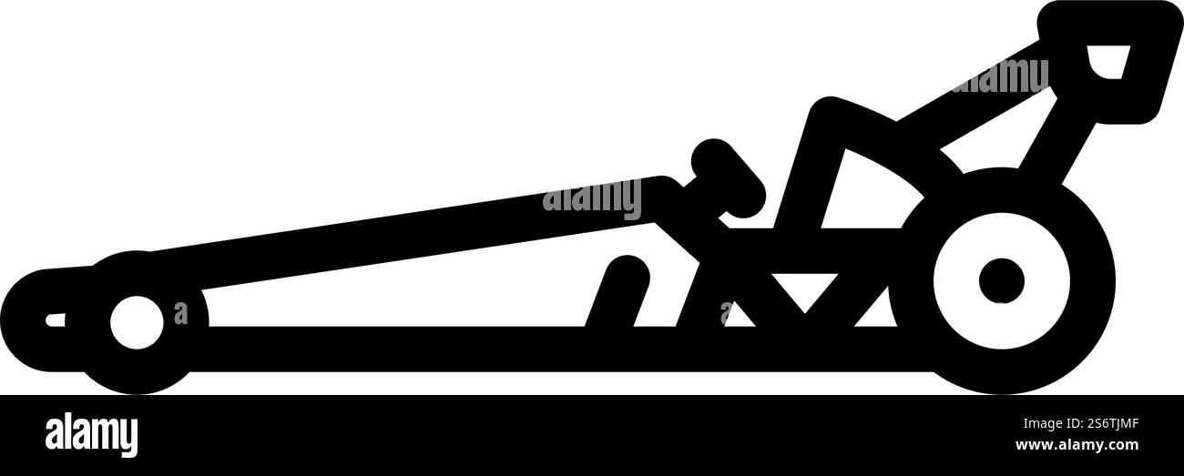 dragster Sportwagen Linie Symbol Vektor. dragster Sportwagen-Schild. Schwarze Abbildung des isolierten Kontursymbols. dragster Sportwagen Linie Symbol Vektor Illustration Stock Vektor