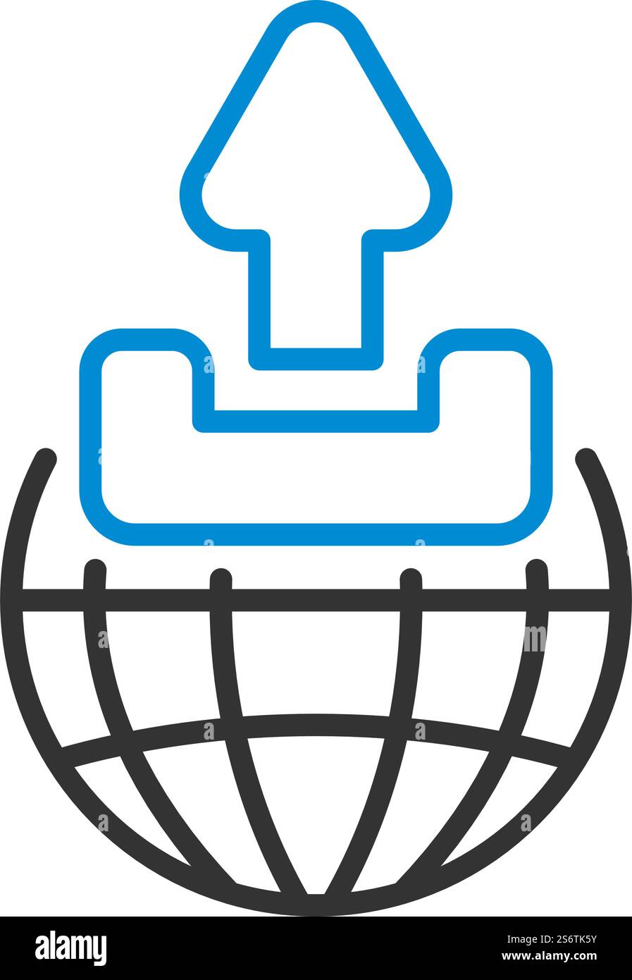 Globus Mit Symbol Zum Hochladen. Editierbare Fett Formatigte Kontur Mit Farbfüllungsdesign. Vektorgrafik. Stock Vektor