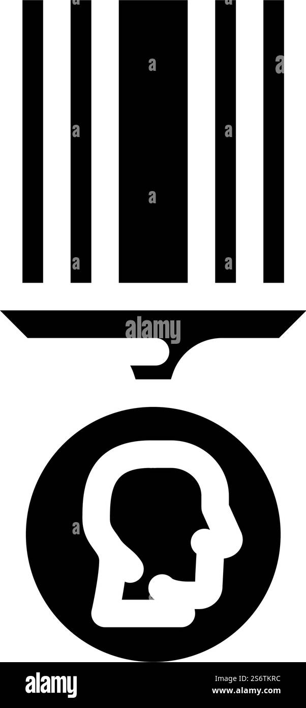 Soldatenmedaille Glyphen-Symbol-Vektor. Soldatenmedaillenzeichen. Schwarze Abbildung des isolierten Kontursymbols. Soldatenmedaille Glyphe Icon Vektor Illustration Stock Vektor