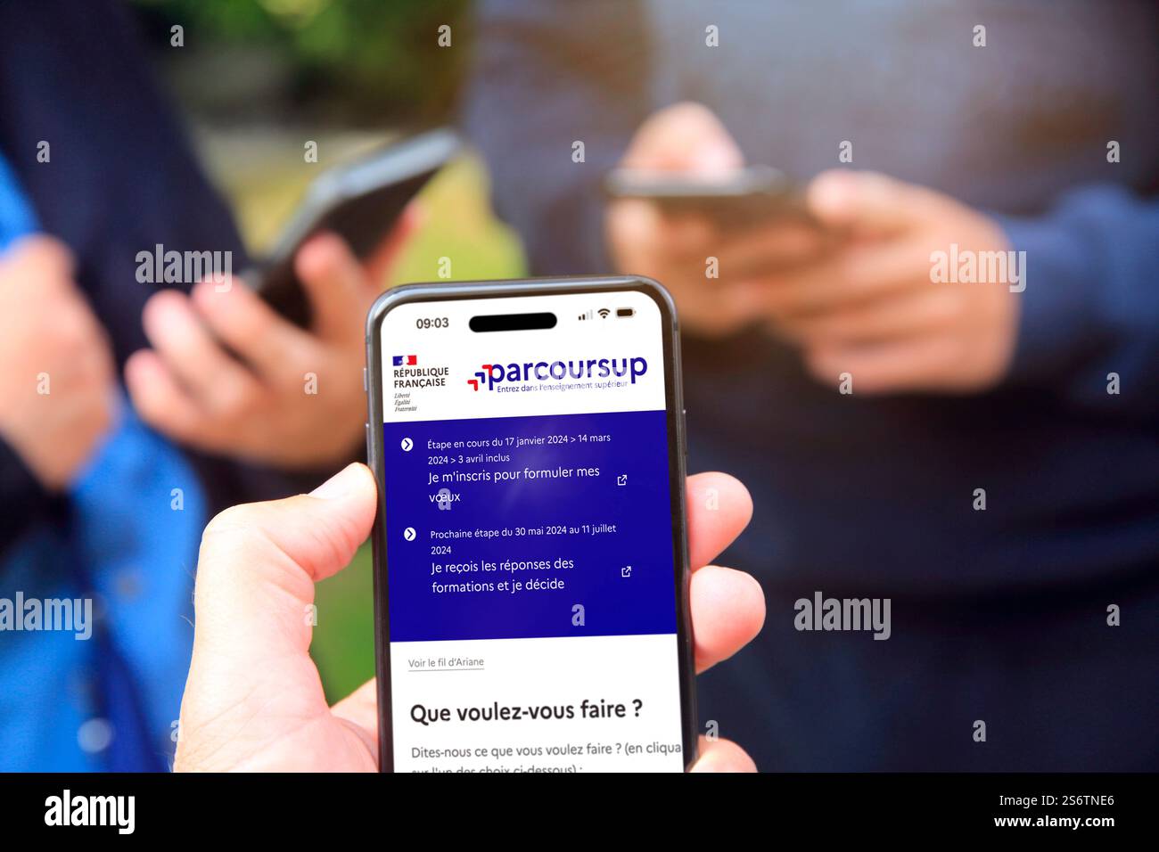 Fortsetzung der Studien nach dem Bakkalaureat. Orientierung an der Universität Stockfoto