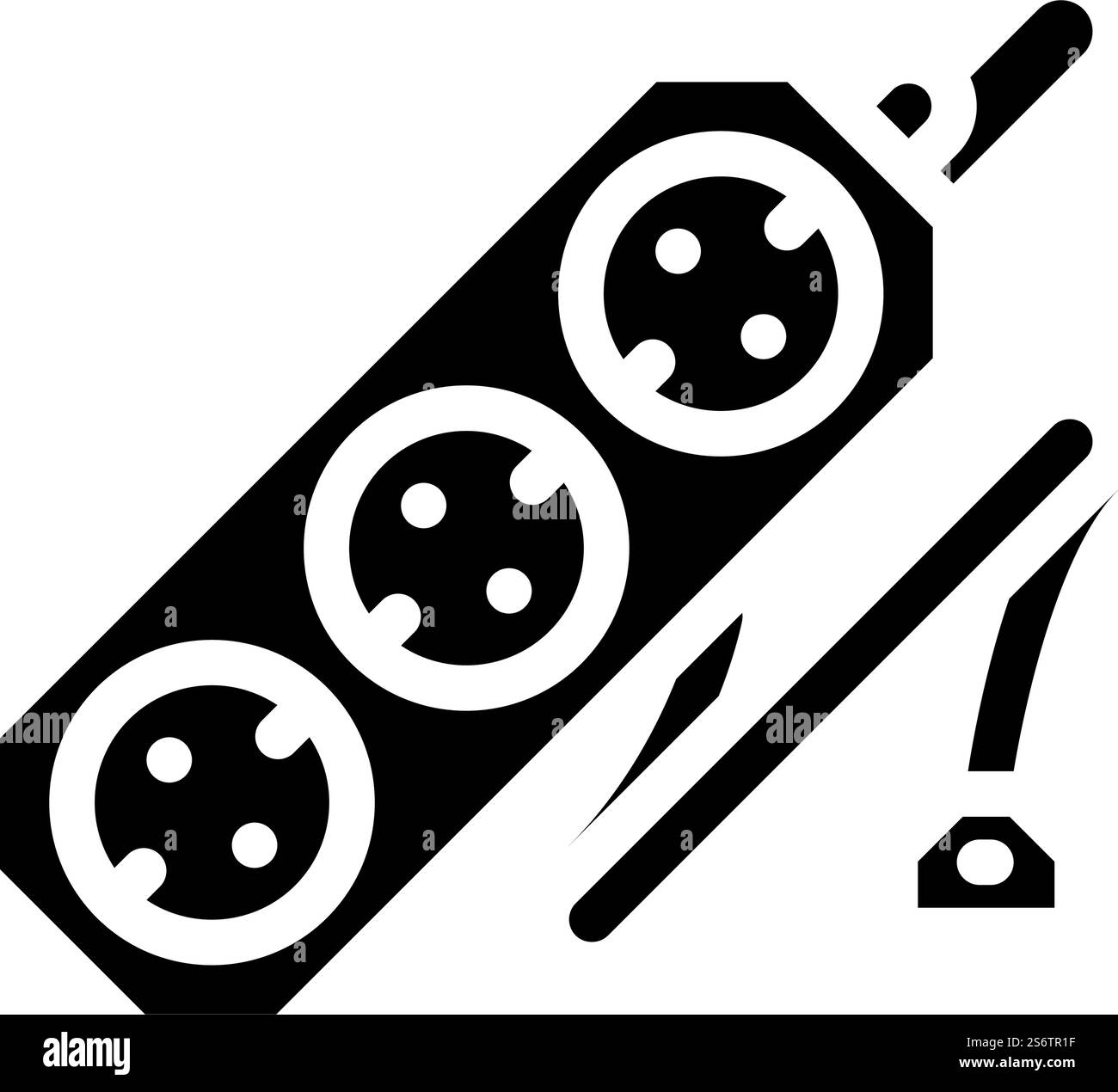 Kabelbuchse Glyph Symbol Vektor. Schild für Kabelsteckdose. Schwarze Abbildung des isolierten Kontursymbols. Abbildung des Symbols für die Kabelsteckdose Stock Vektor