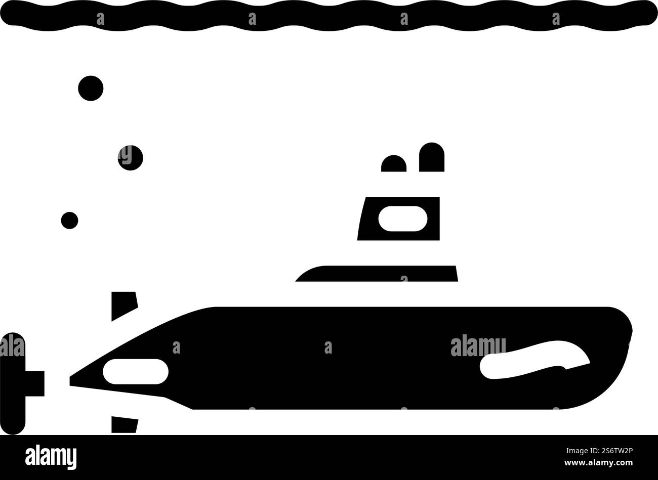 U-Boot militärische Glyphe Symbol Vektor. U-Boot-Militärzeichen. Schwarze Abbildung des isolierten Kontursymbols. U-Boot militärische Glyphe Symbol Vektor Illustration Stock Vektor