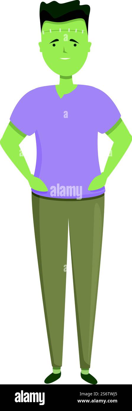 Grüne Zombie-Ikone Cartoon-Vektor. Halloween Kostüm. Süßes Kind. Grüne Zombie-Ikone Cartoon-Vektor. Halloween Kostüm Stock Vektor