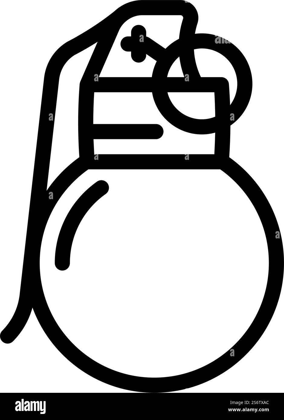 Granate Militär Linie Symbol Vektor. Militärzeichen Granate. Schwarze Abbildung des isolierten Kontursymbols. Granate Militär Linie Symbol Vektor Illustration Stock Vektor